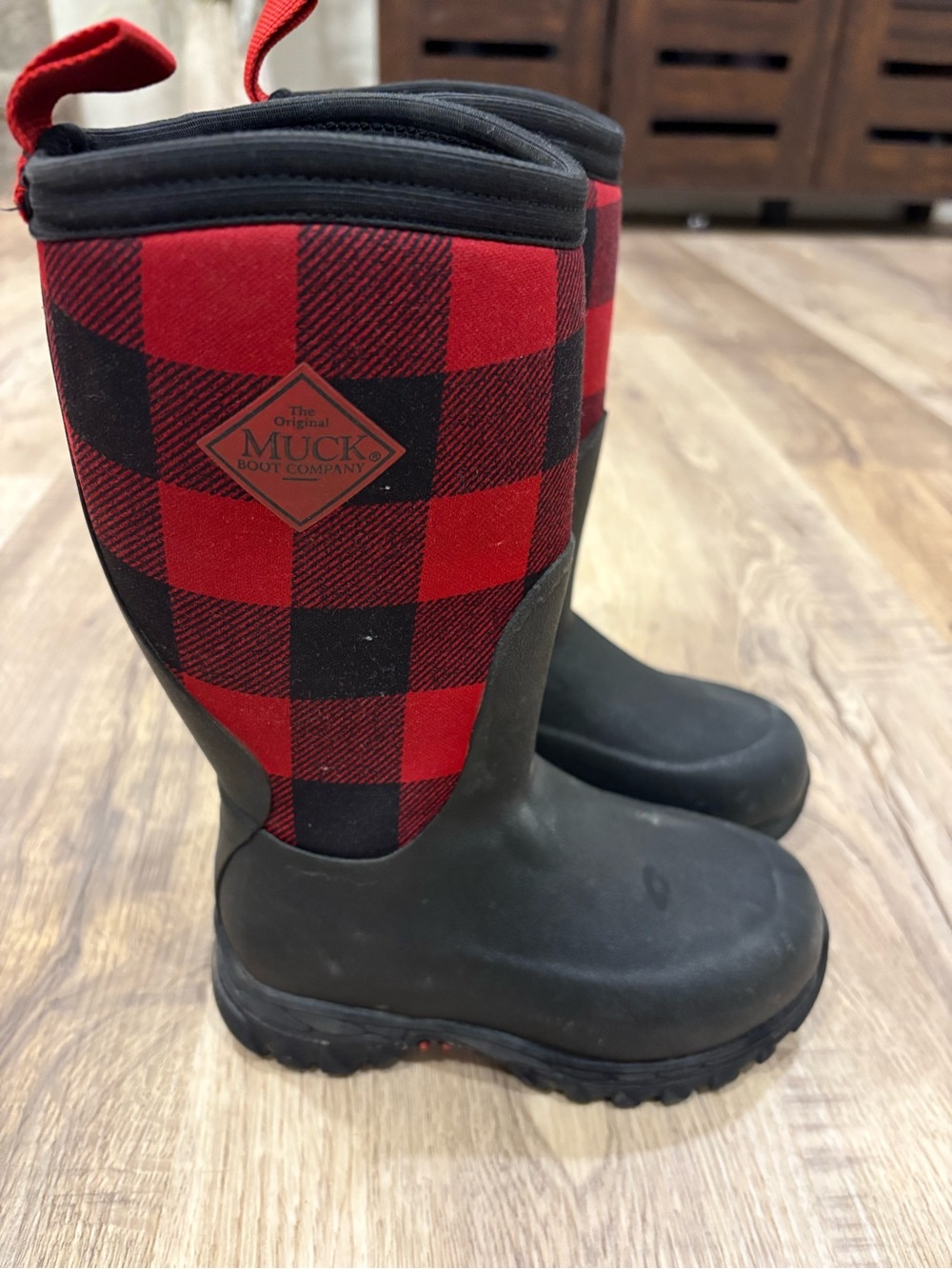 Kids' Red & Black Plaid Winter Muck Boots